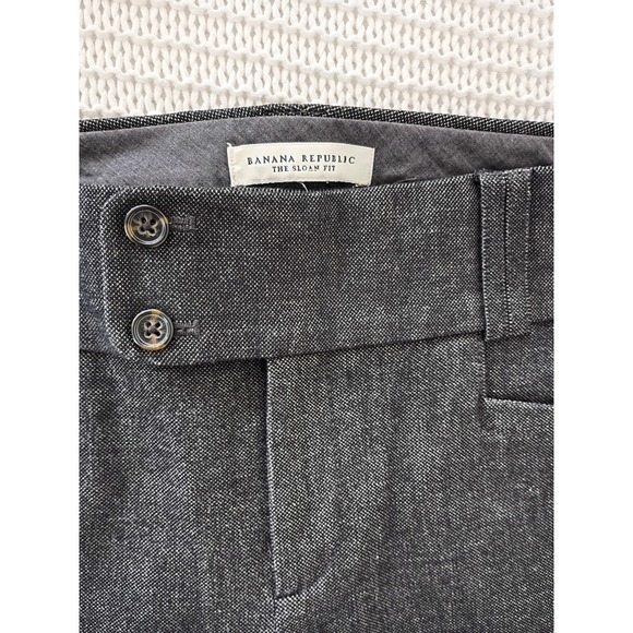 Banana Republic Sloan Textured Wide Leg Trousers 30x33 Charcoal Brown Offce Tall - Picture 4 of 16